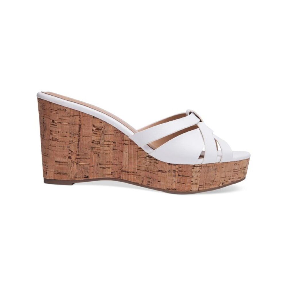 THALIA SODI Womens White 1/2" Platform CorkJaylen Wedge Slide Sandals 10 M - Picture 3 of 3